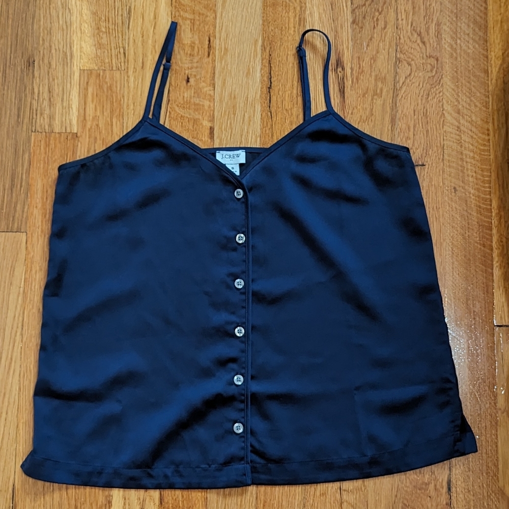 J Crew Blue Satin Tank Top